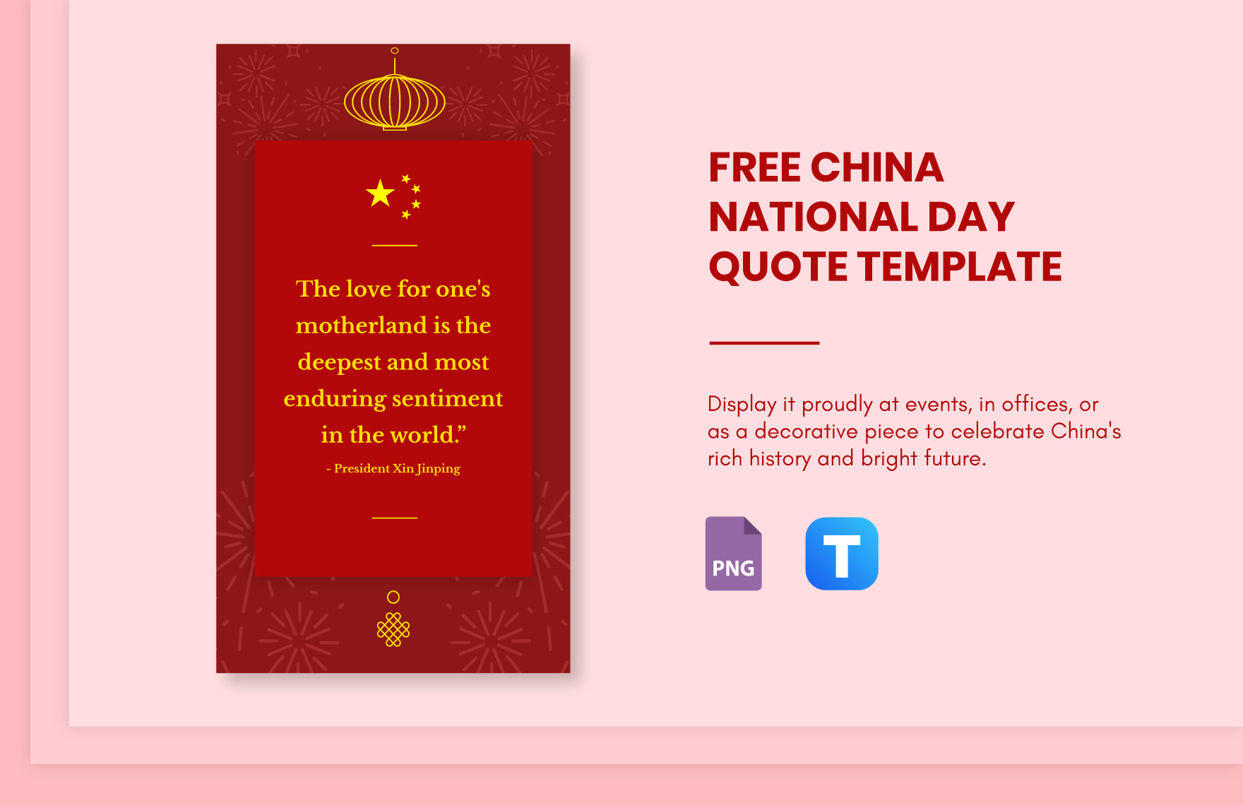 Free China National Day Quote in PNG