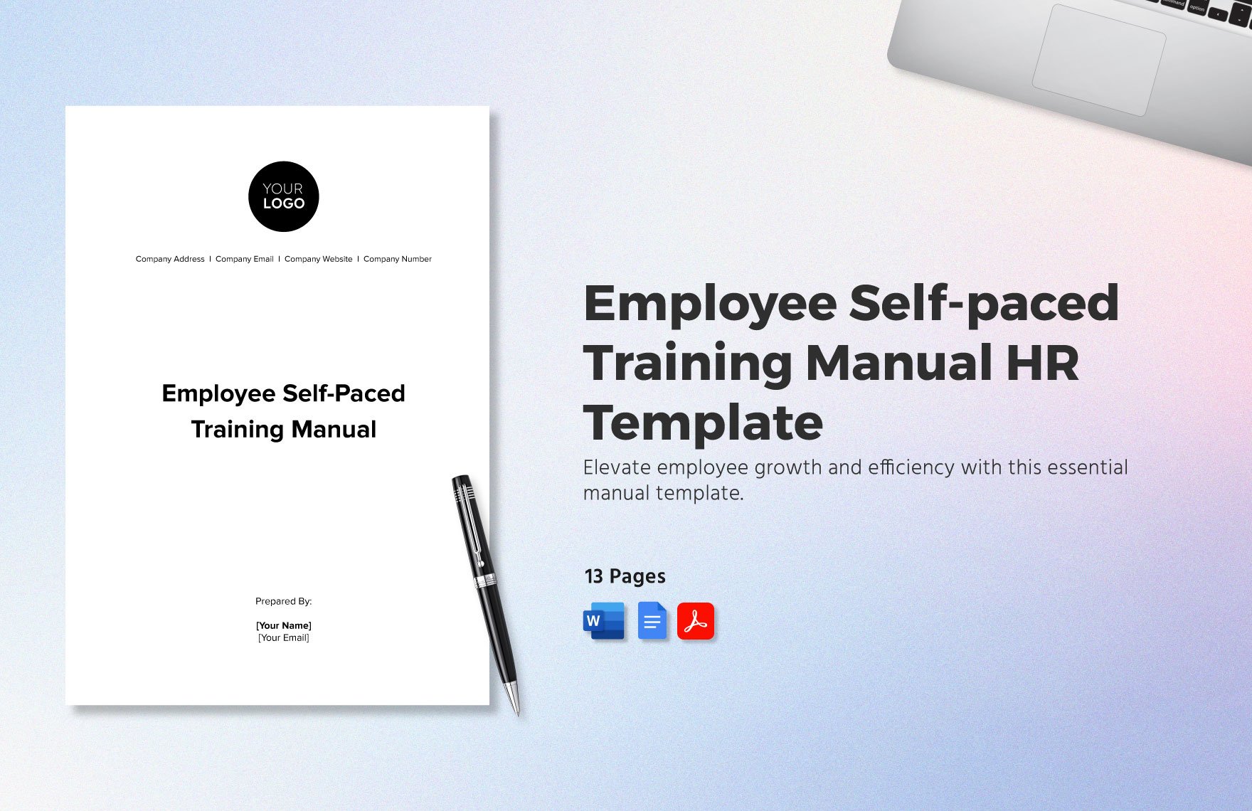 Employee Self-paced Training Manual HR Template in Word, Google Docs, PDF