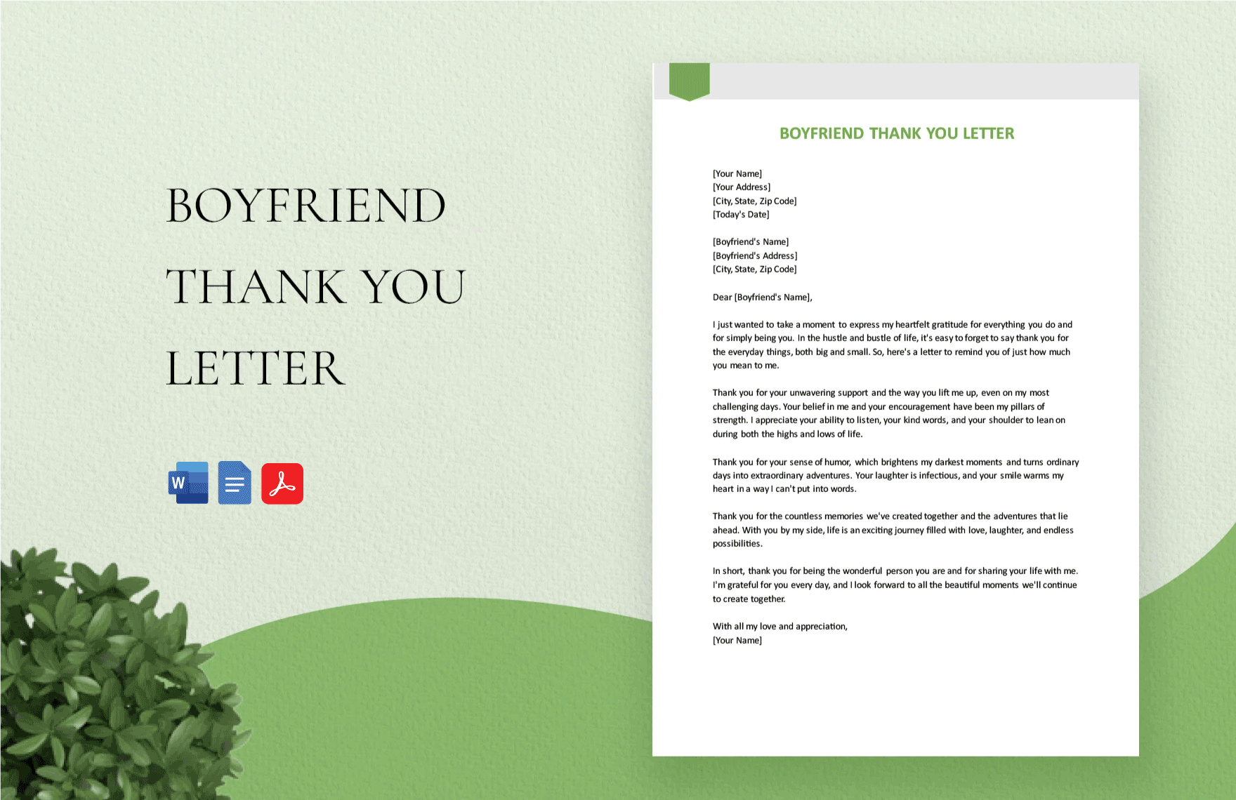 Boyfriend Thank-You Letter in Word, Google Docs, PDF