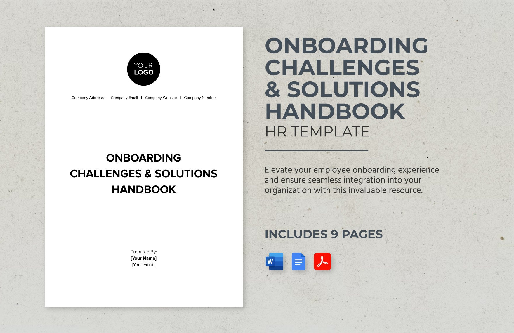 Onboarding Challenges & Solutions Handbook HR Template in Word, Google Docs, PDF
