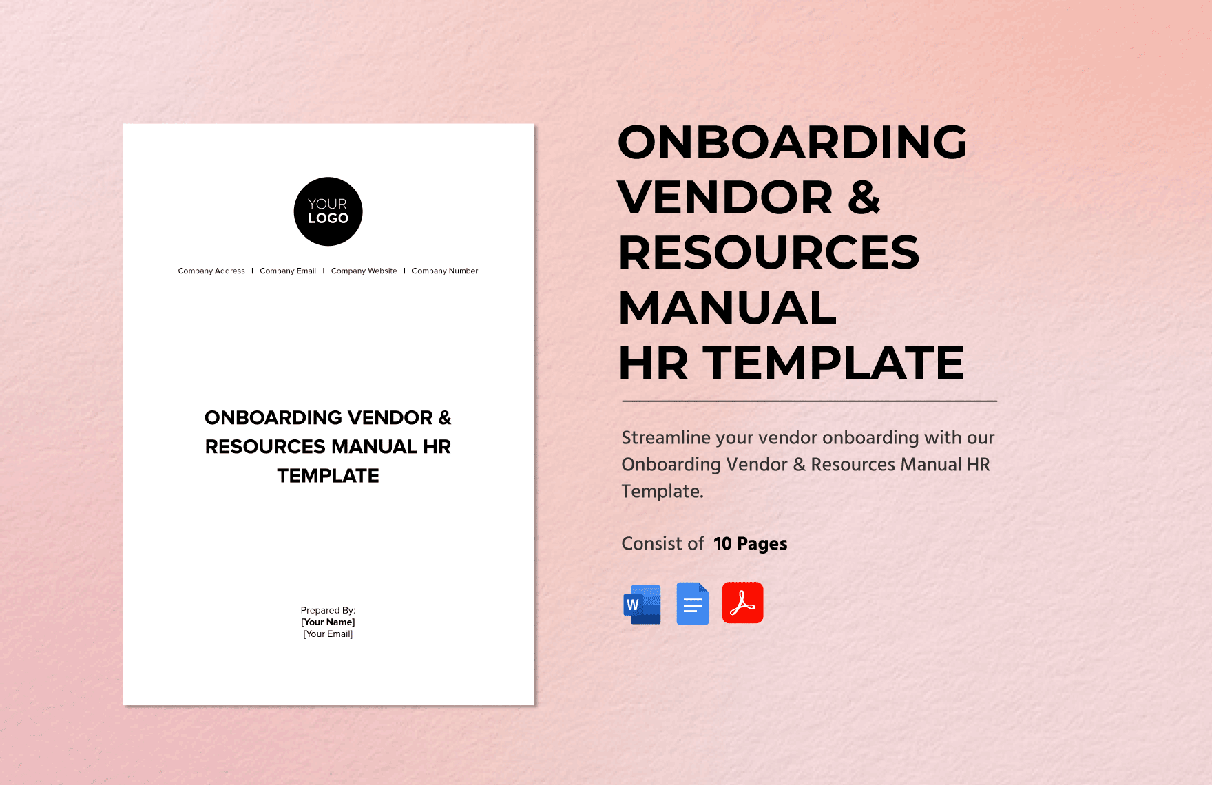 Onboarding Vendor & Resources Manual HR Template in Word, Google Docs, PDF