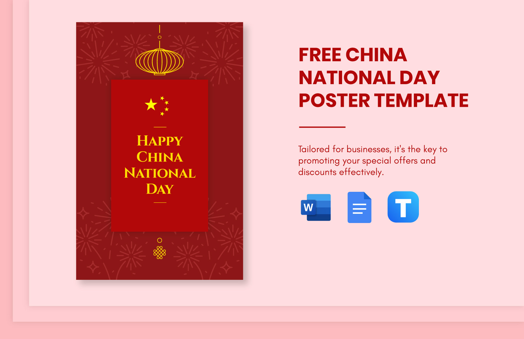 Free China National Day Poster Template in Word, Google Docs