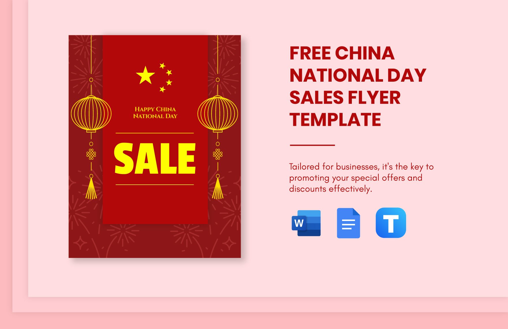 Free China National Day Sales Flyer Template in Word, Google Docs
