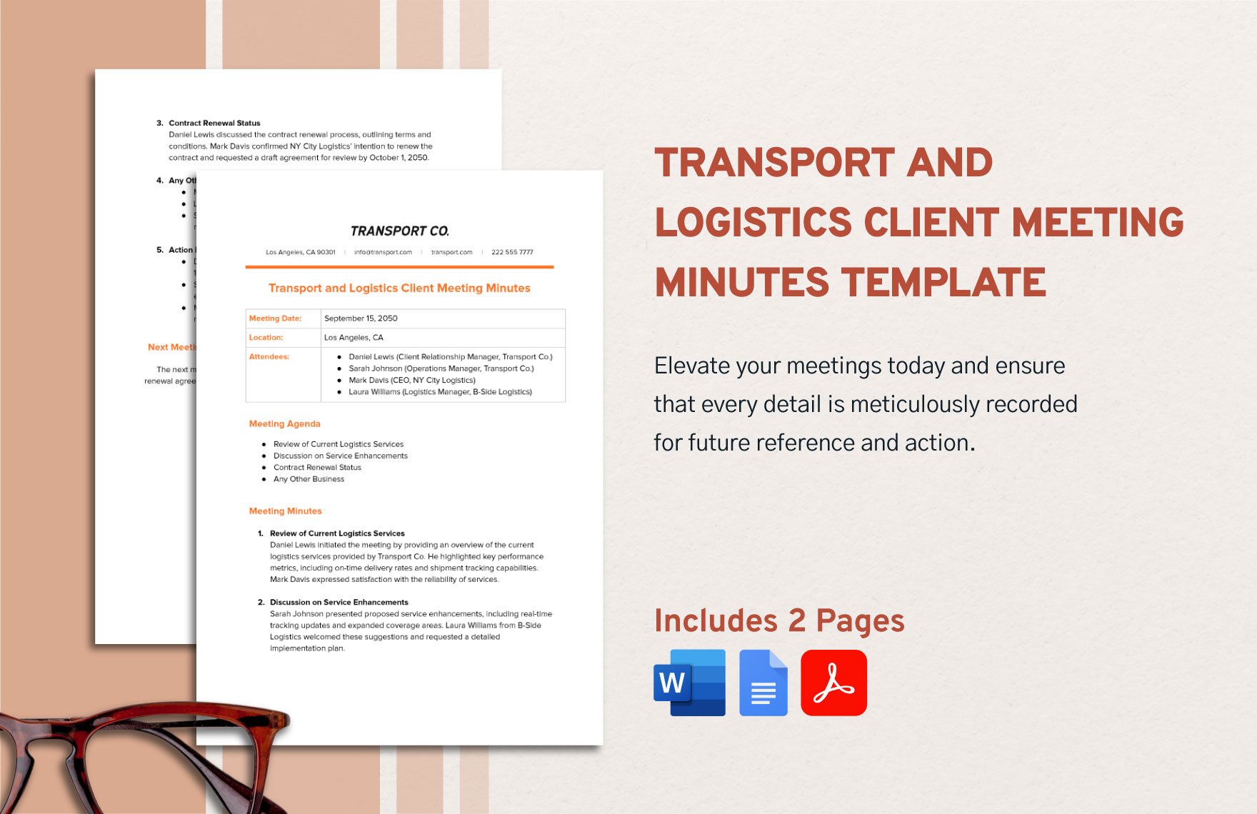 Transport and Logistics Client Meeting Minutes Template
