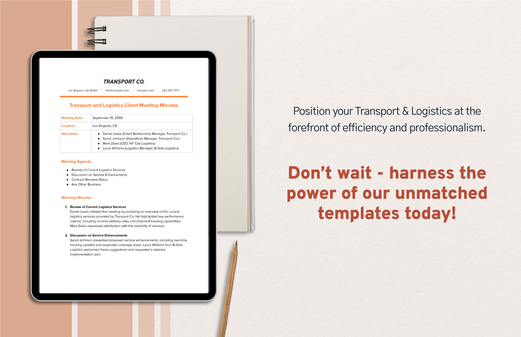 Transport and Logistics Client Meeting Minutes Template
