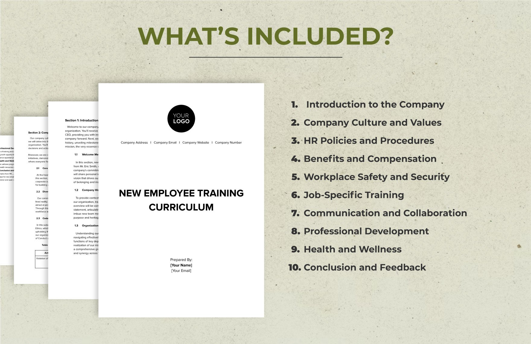 New Employee Training Curriculum HR Template