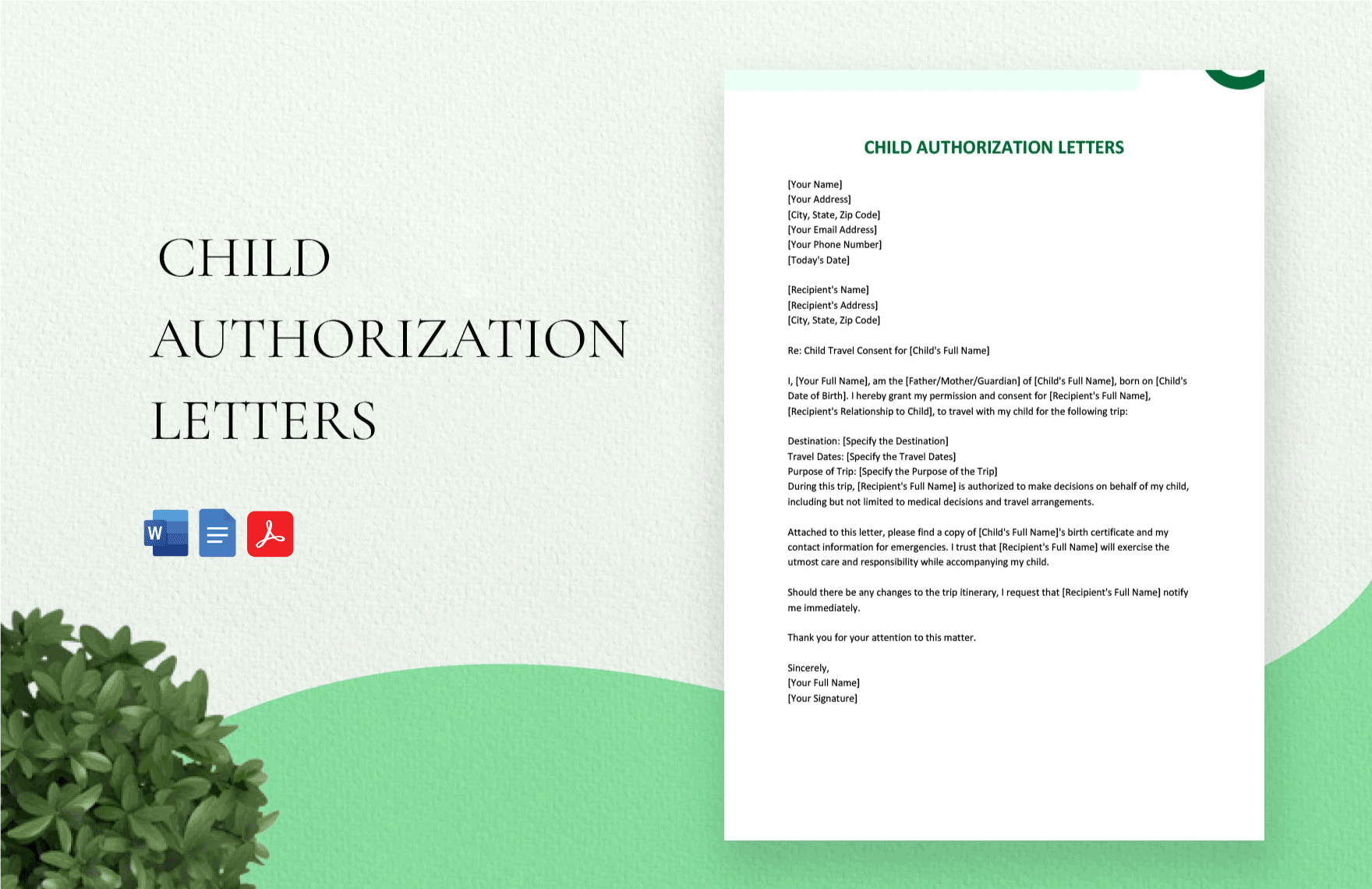 Free Child Authorization Letters in Word, Google Docs, PDF