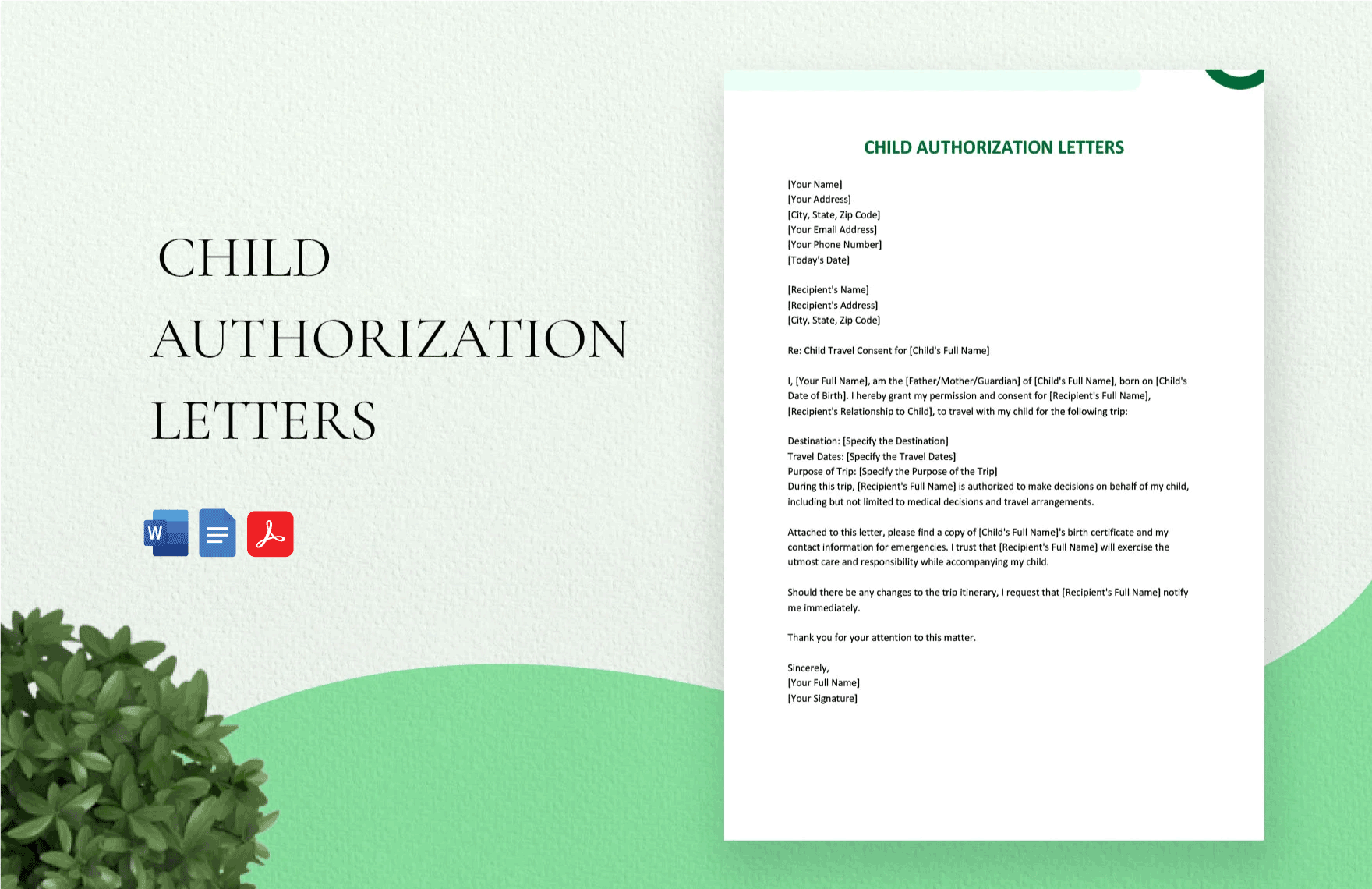 Child Authorization Letters in Word, Google Docs, PDF - Download | Template.net