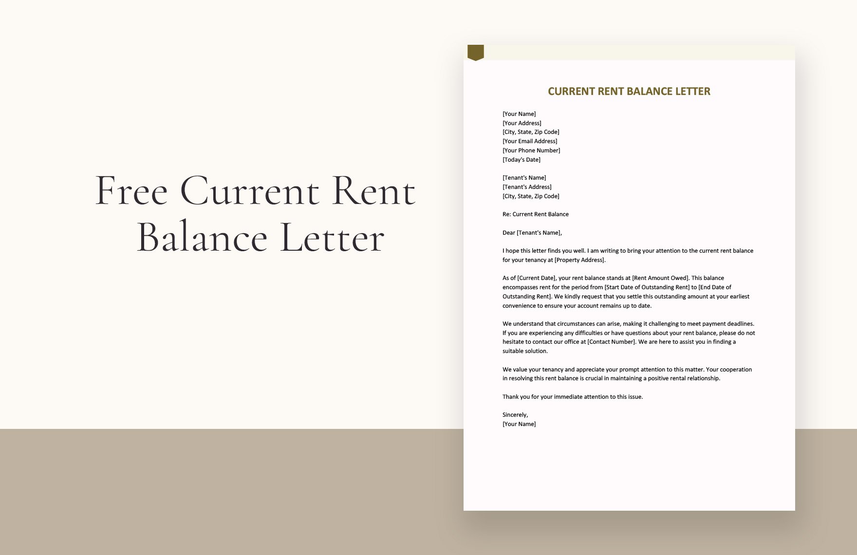Current Rent Balance Letter