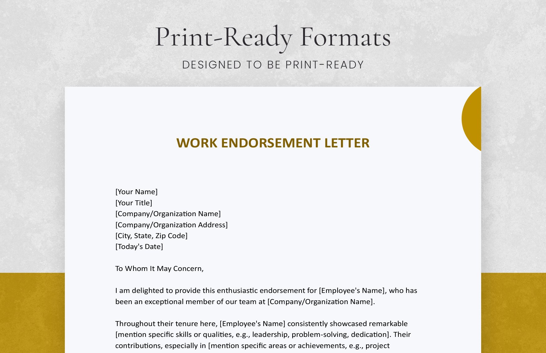Work Endorsement Letter
