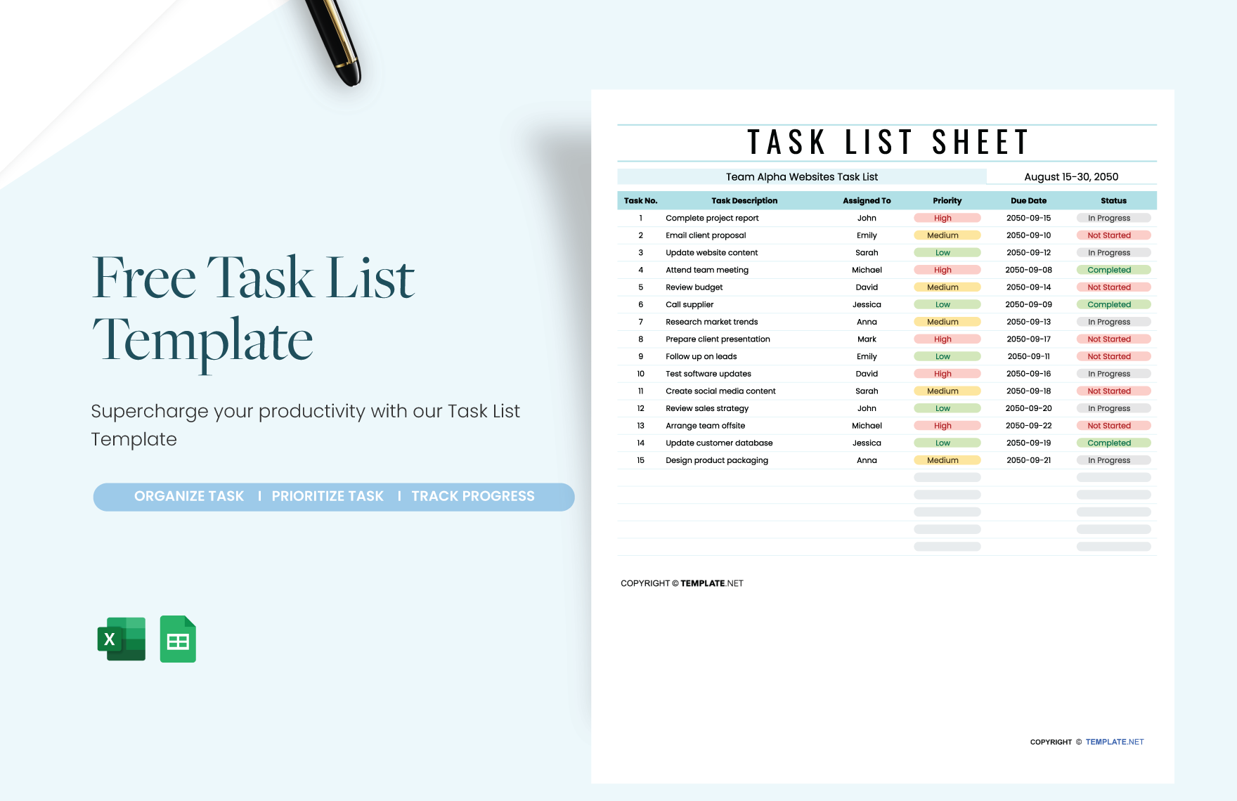 Free Printable Pre Task Plan Template