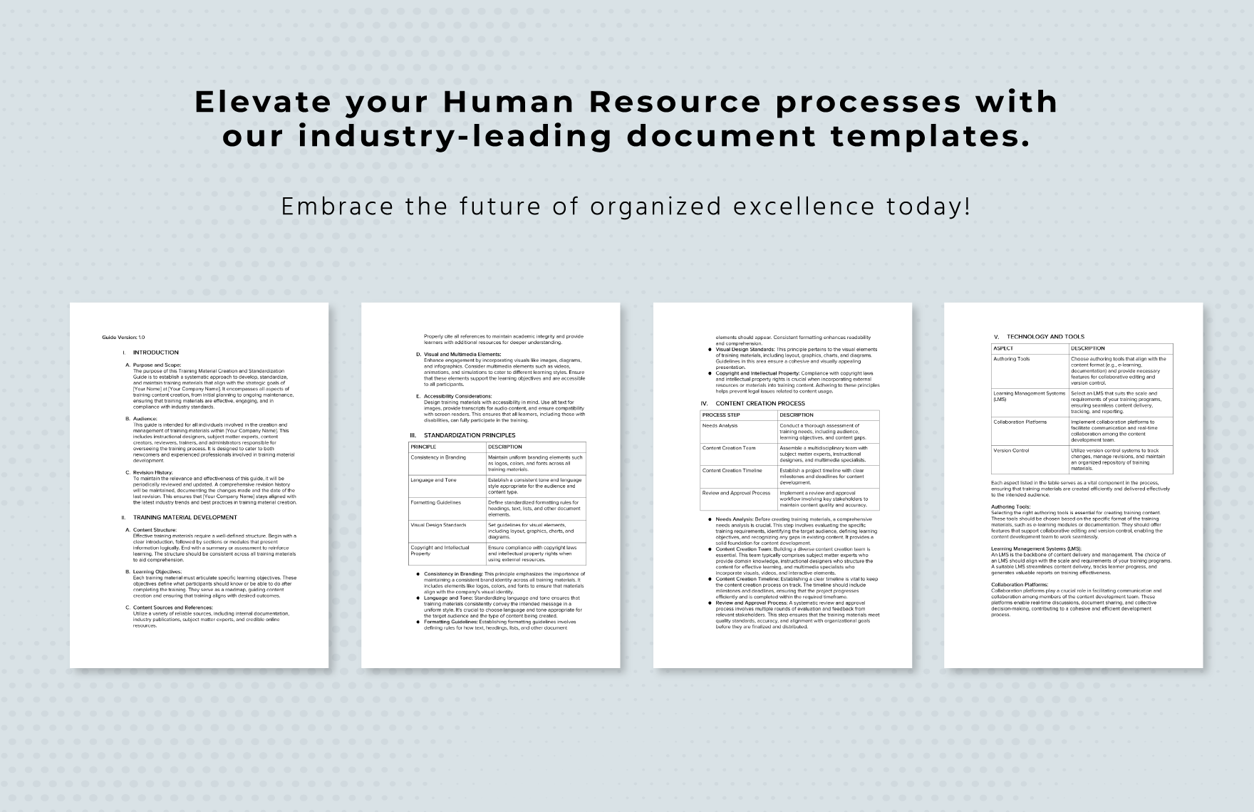 Training Material Creation & Standardization Guide HR Template