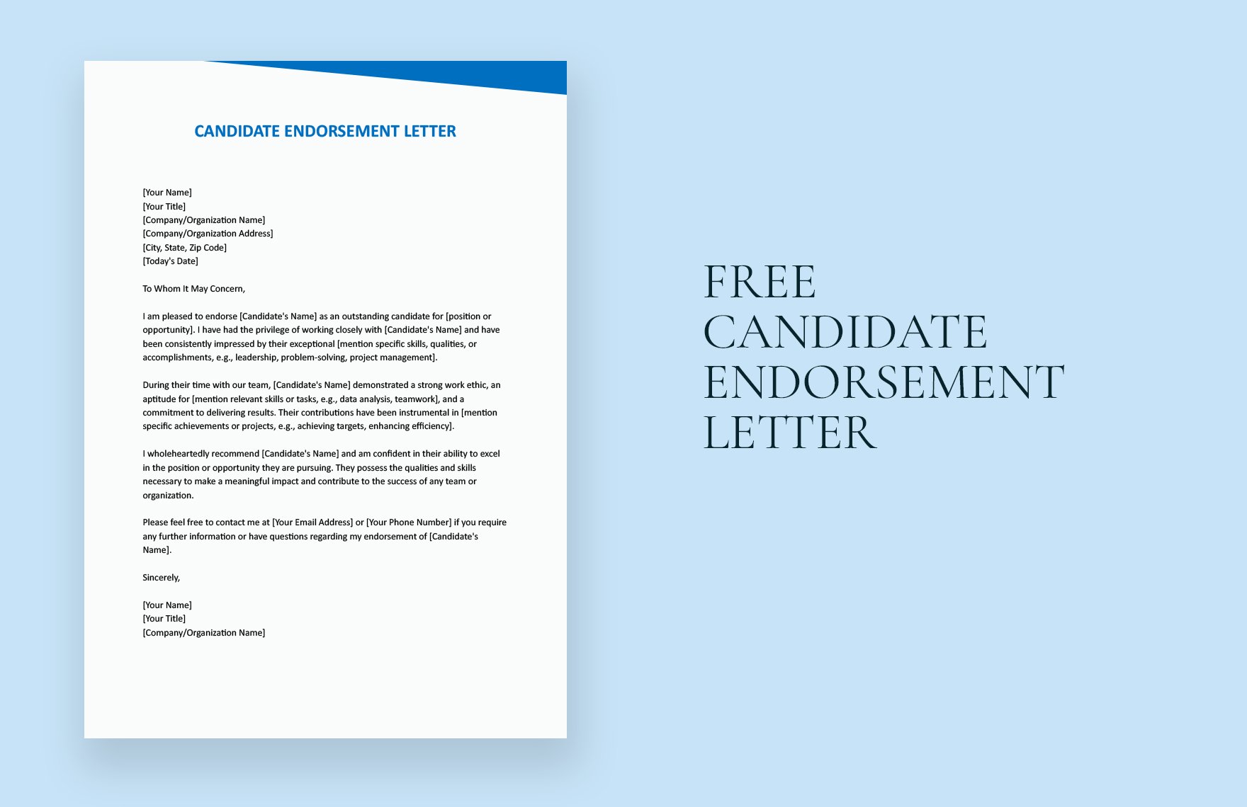 Candidate Endorsement Letter in Word, Google Docs