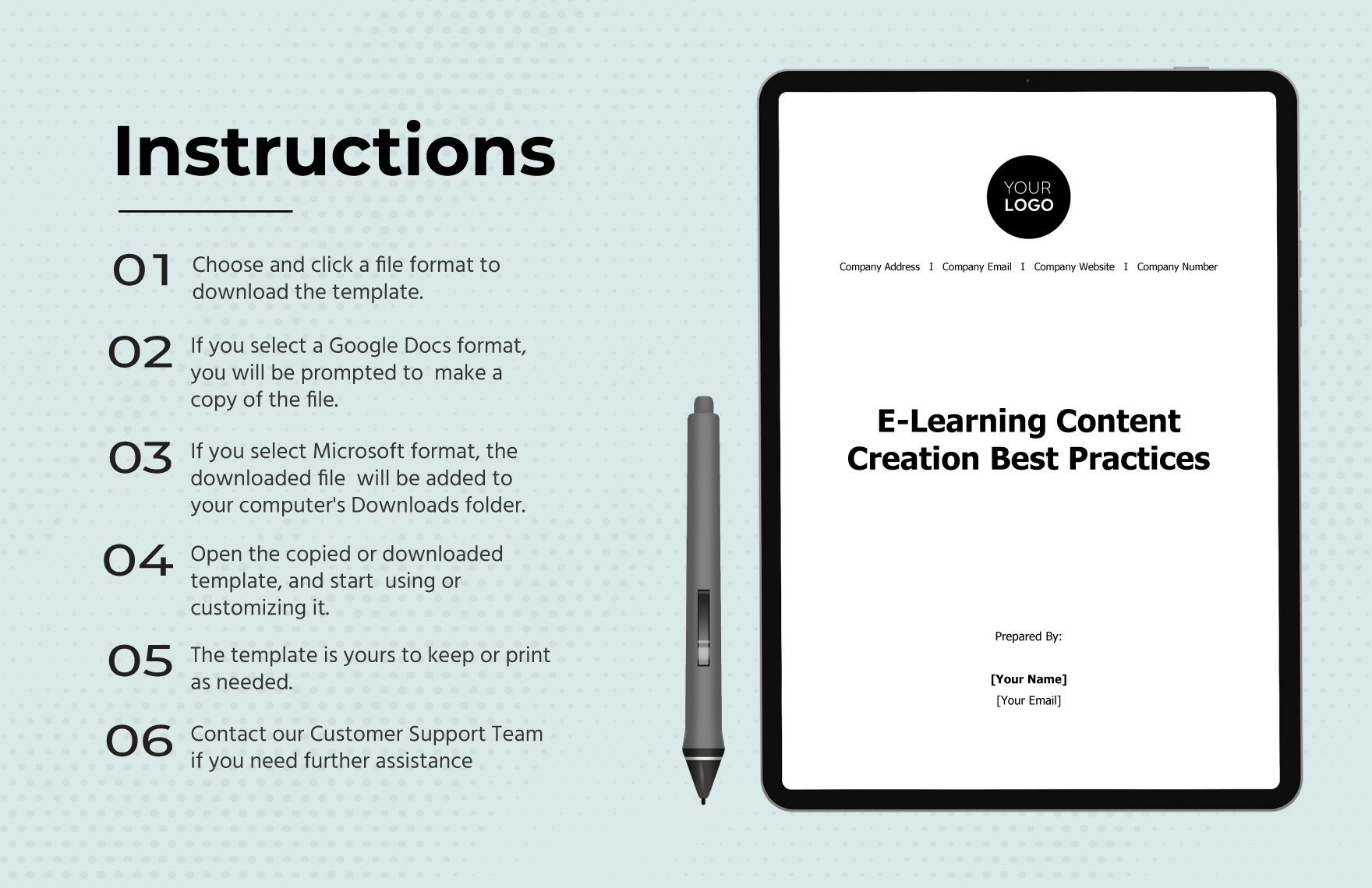 E-learning Content Creation Best Practices HR Template