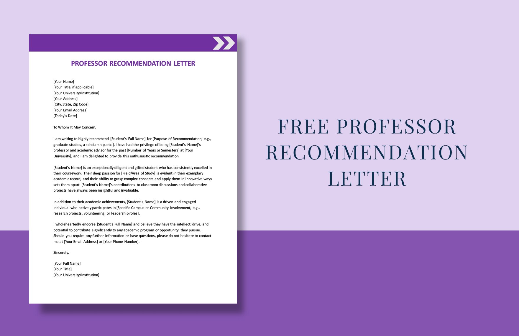 Professor Recommendation Letter