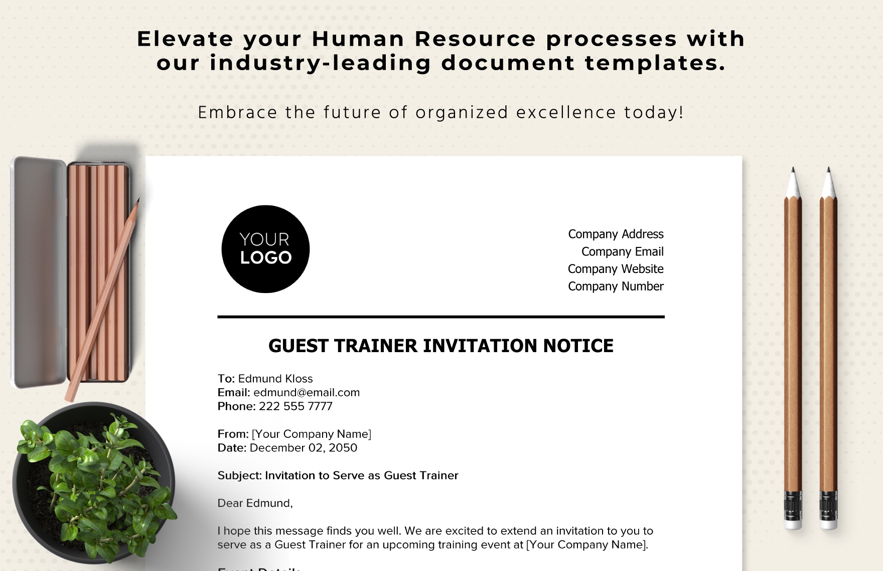Guest Trainer Invitation Notice HR Template