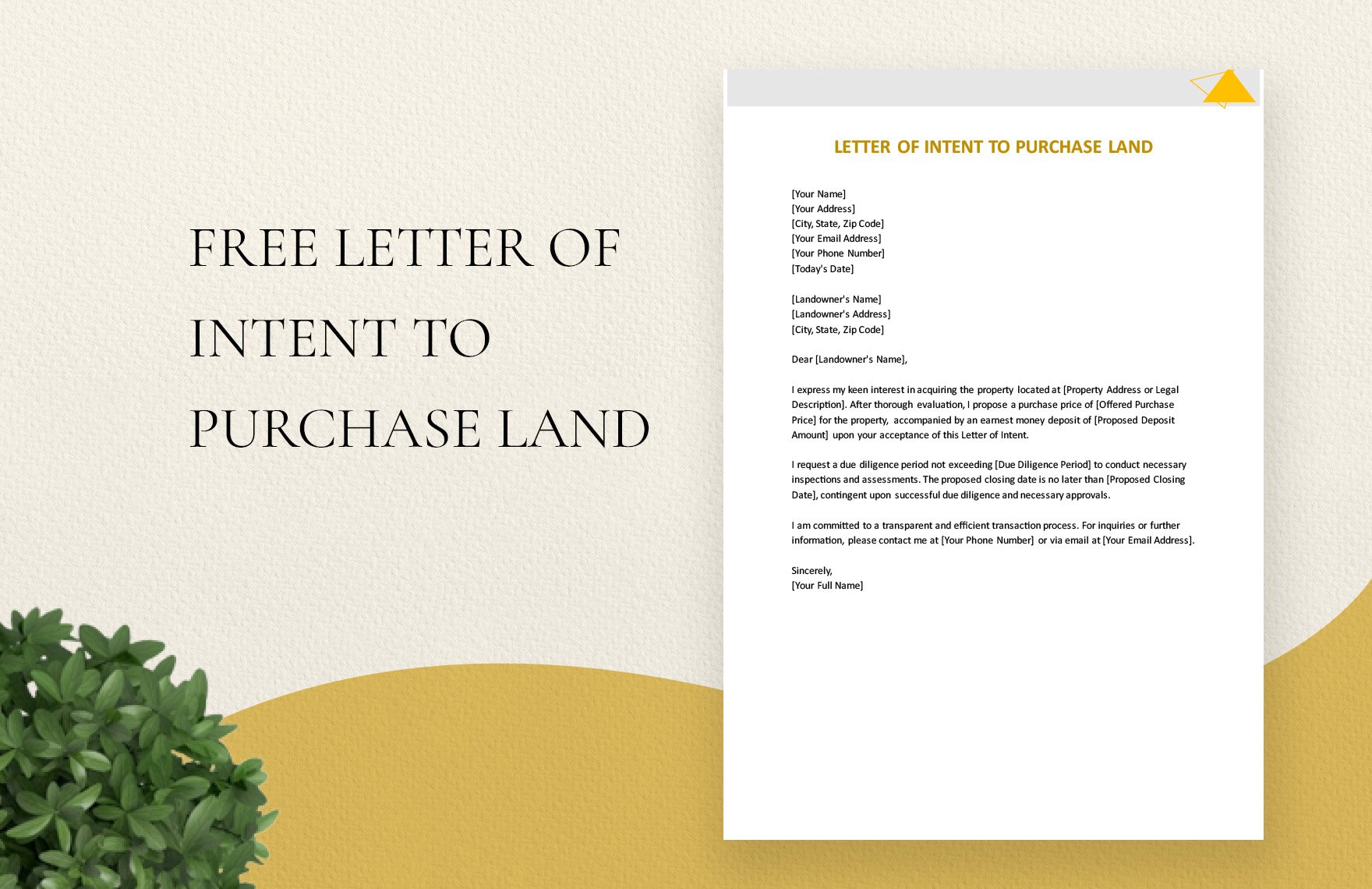 Letter Of Intent To Purchase Land