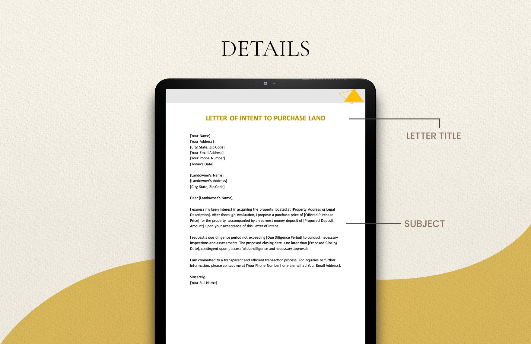 Letter Of Intent To Purchase Land
