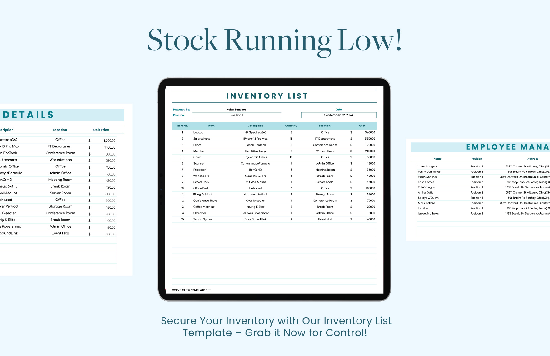Inventory List Template - Download in Excel, Google Sheets | Template.net