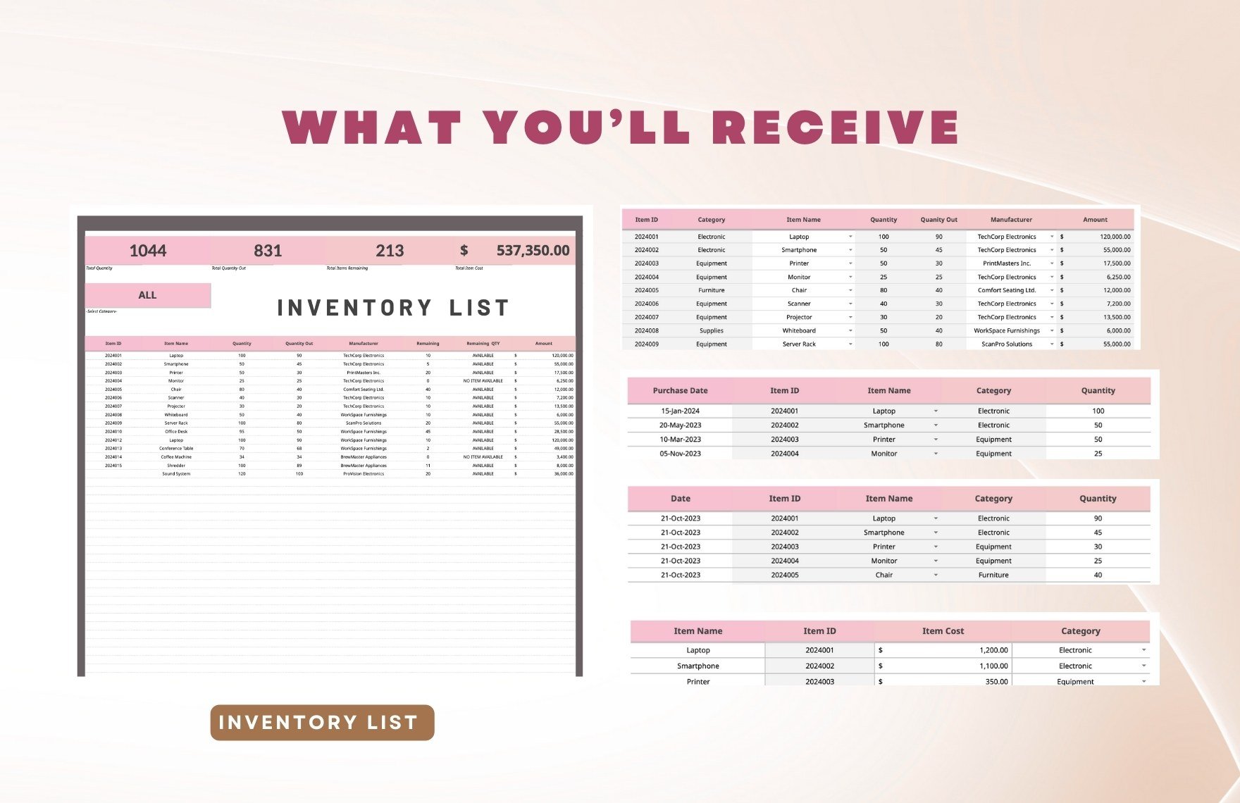 Inventory List Template
