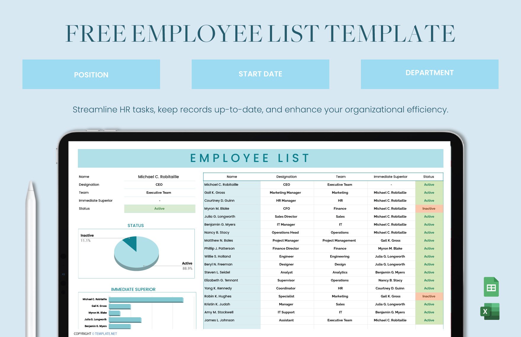 Free Employee List Template