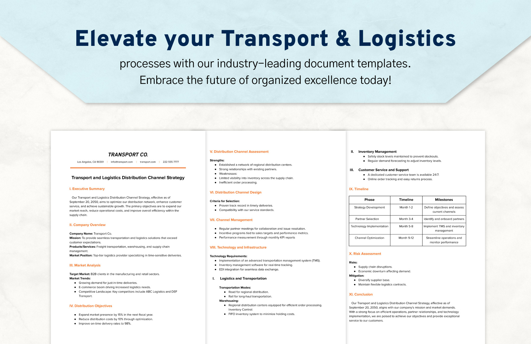 Transport and Logistics Distribution Channel Strategy Template