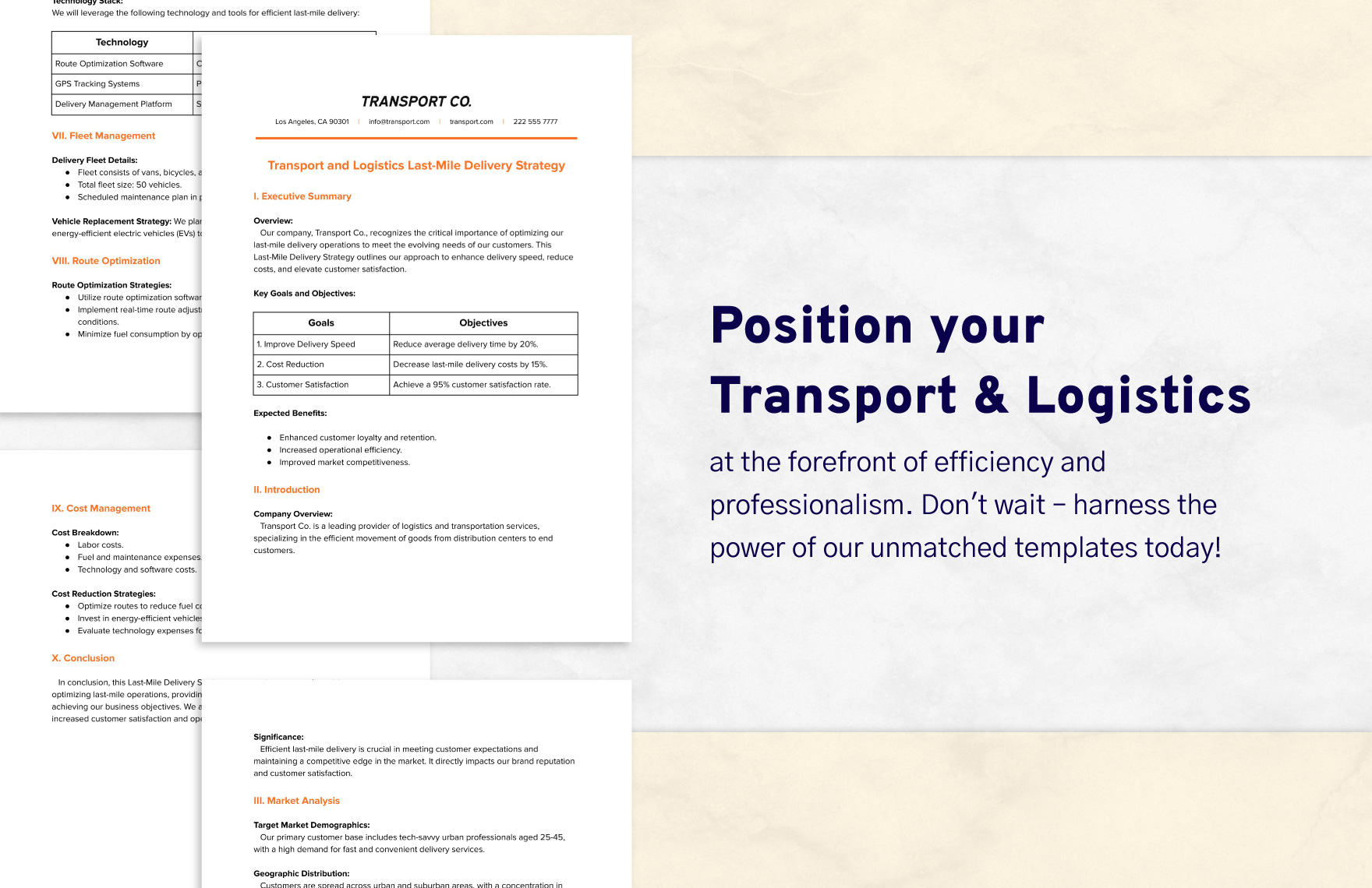 Transport and Logistics Last-Mile Delivery Strategy Template