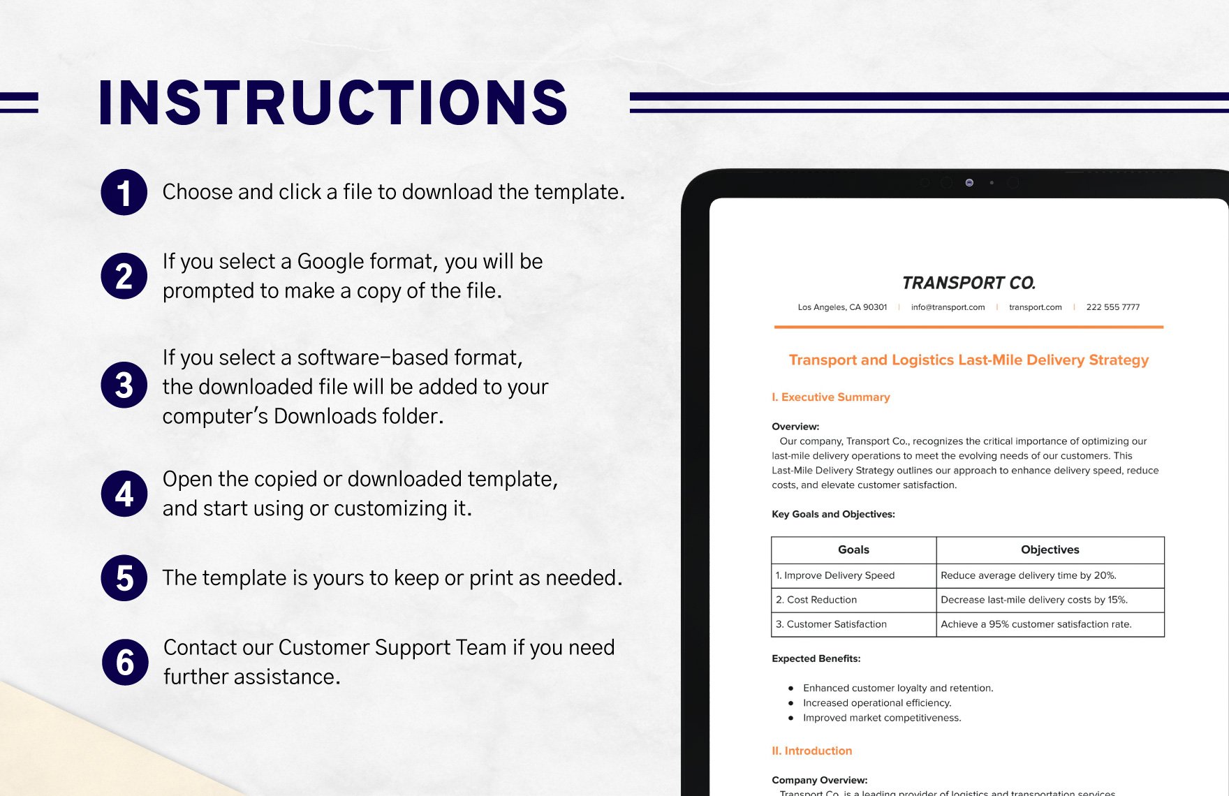 Transport and Logistics Last-Mile Delivery Strategy Template