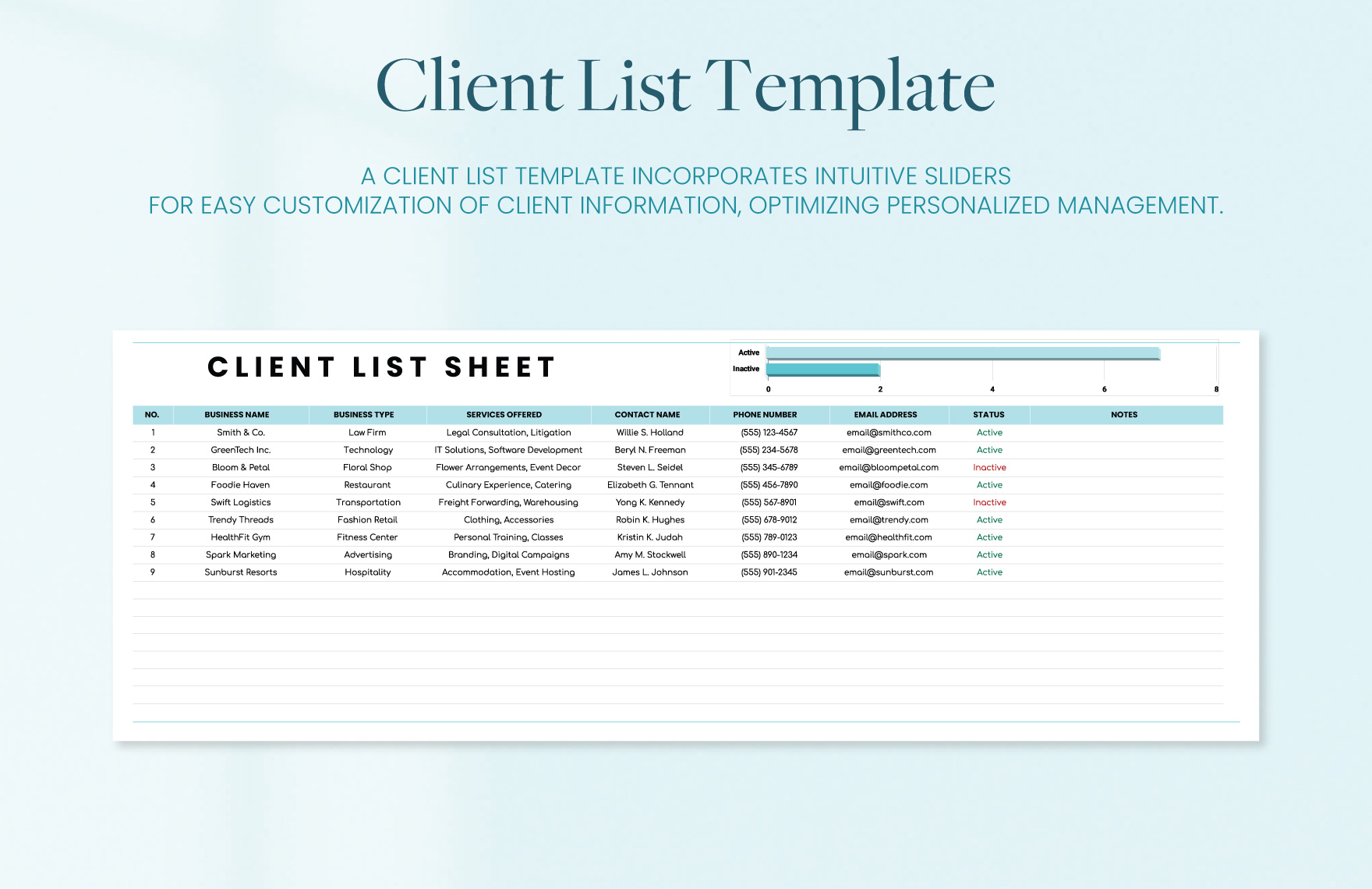 Client List Template - Download in Excel, Google Sheets | Template.net