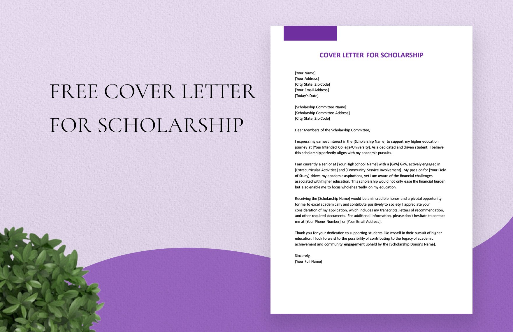 Cover Letter For Scholarship