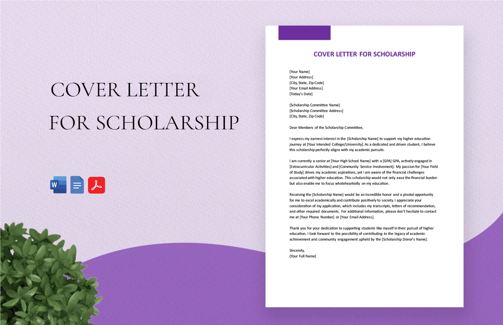 Cover Letter For Scholarship in Word, Google Docs, PDF