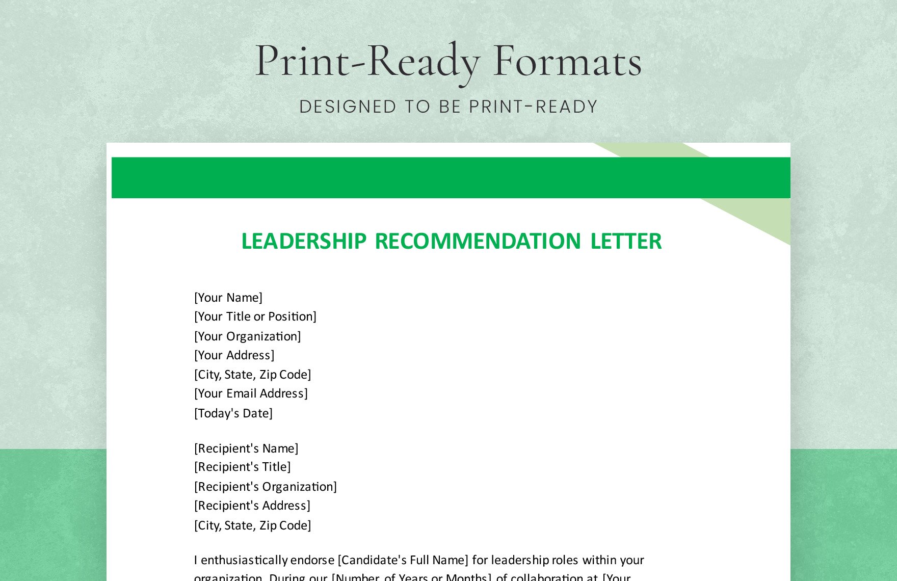 Leadership Recommendation Letter