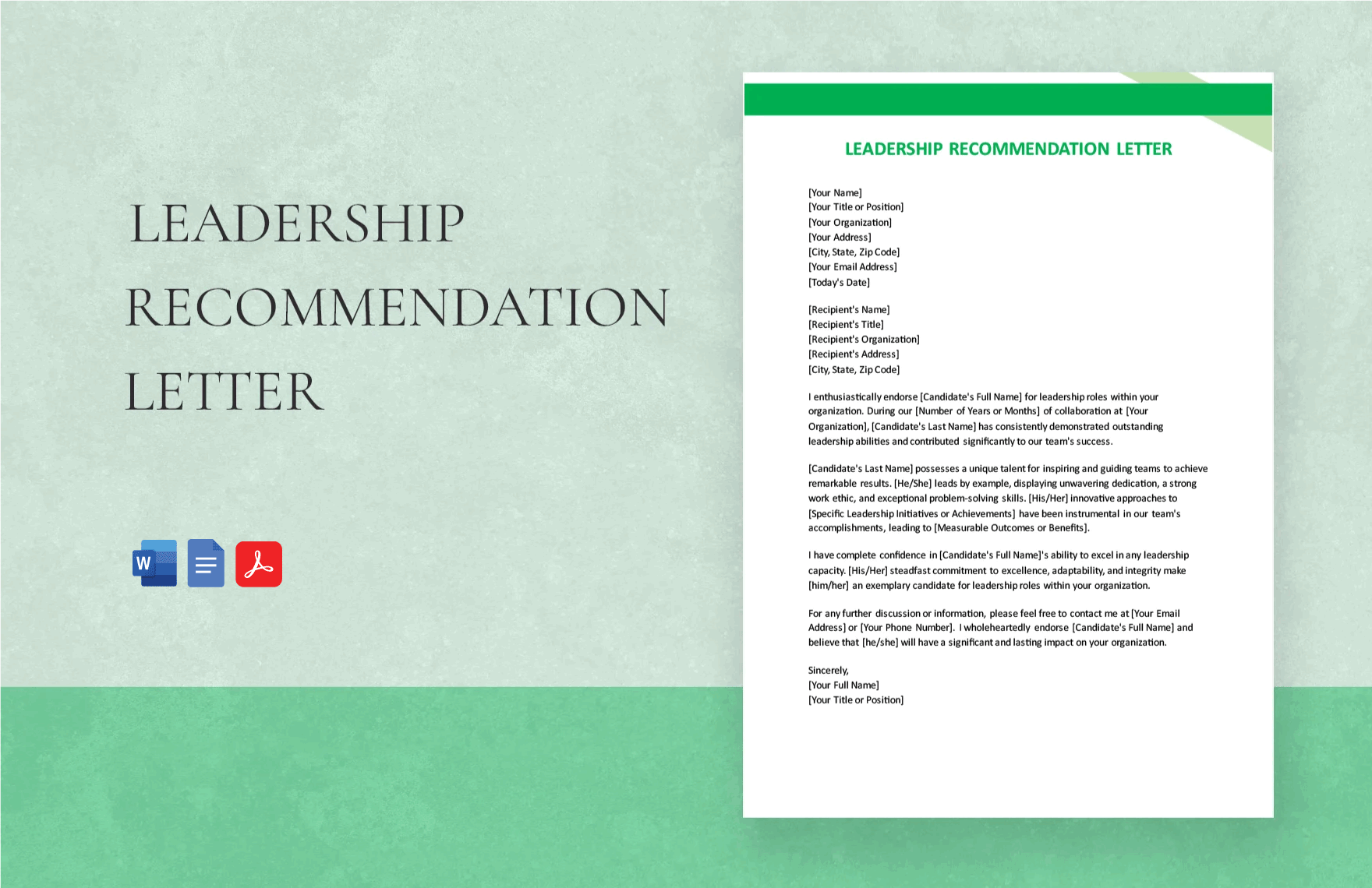 Leadership Recommendation Letter in Word, Google Docs, PDF