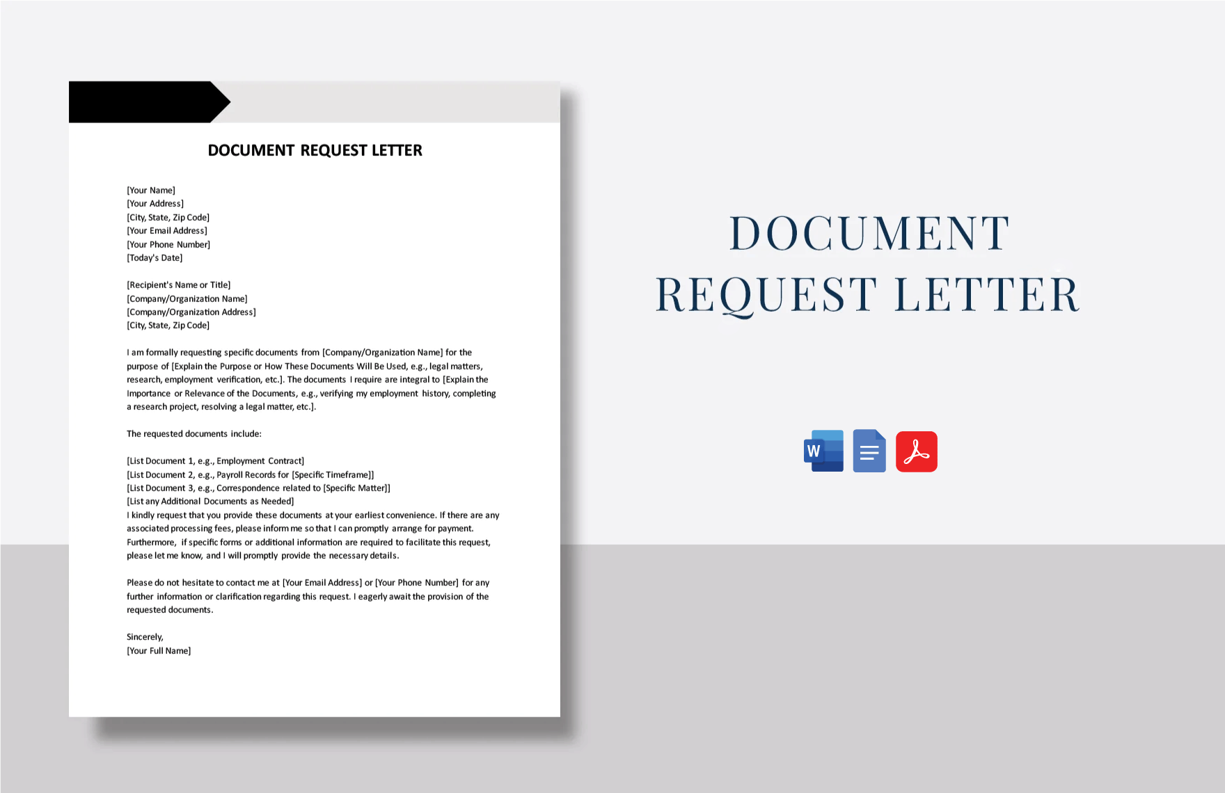Document Request Letter in Word, Google Docs, PDF