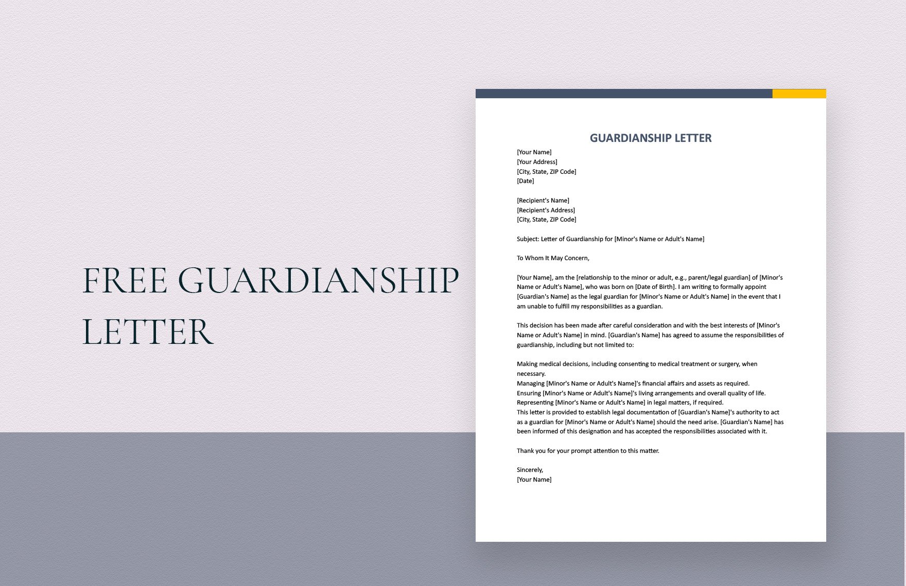 Guardianship Letter in Word, Google Docs