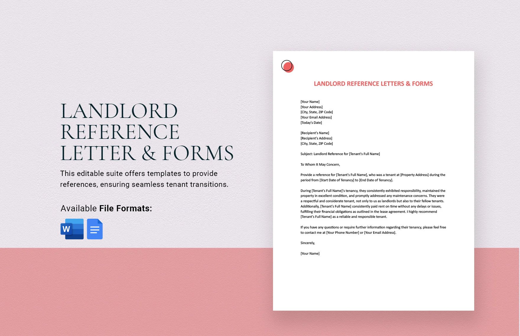 Landlord Reference Letters & Forms in Word, Google Docs