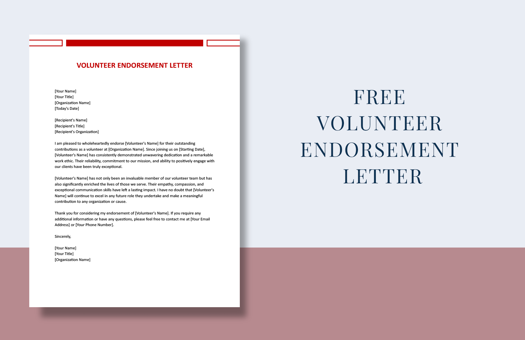 Volunteer Endorsement Letter in Word, Google Docs