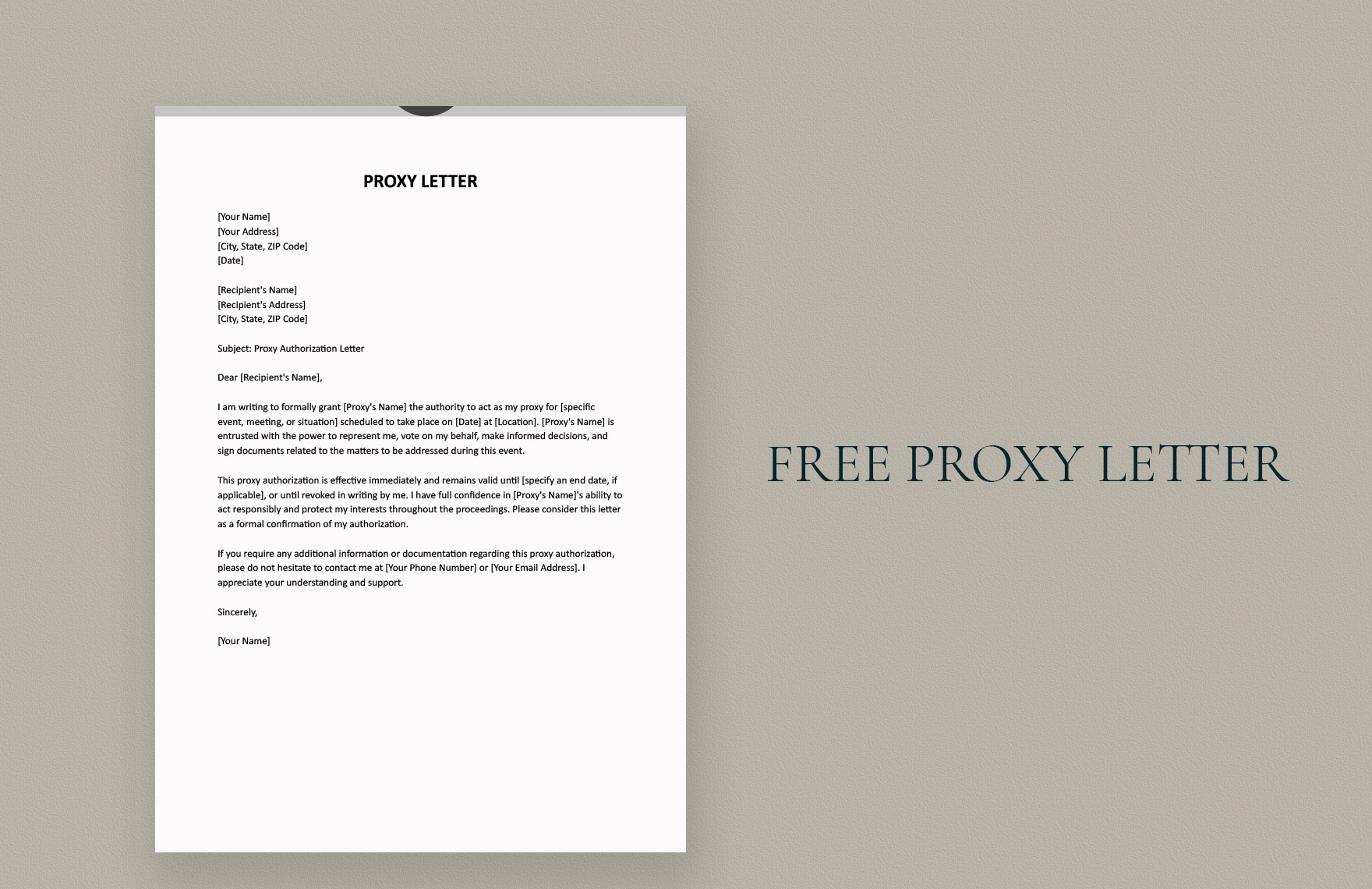 Free Proxy Letter Download In Word Google Docs 45 OFF
