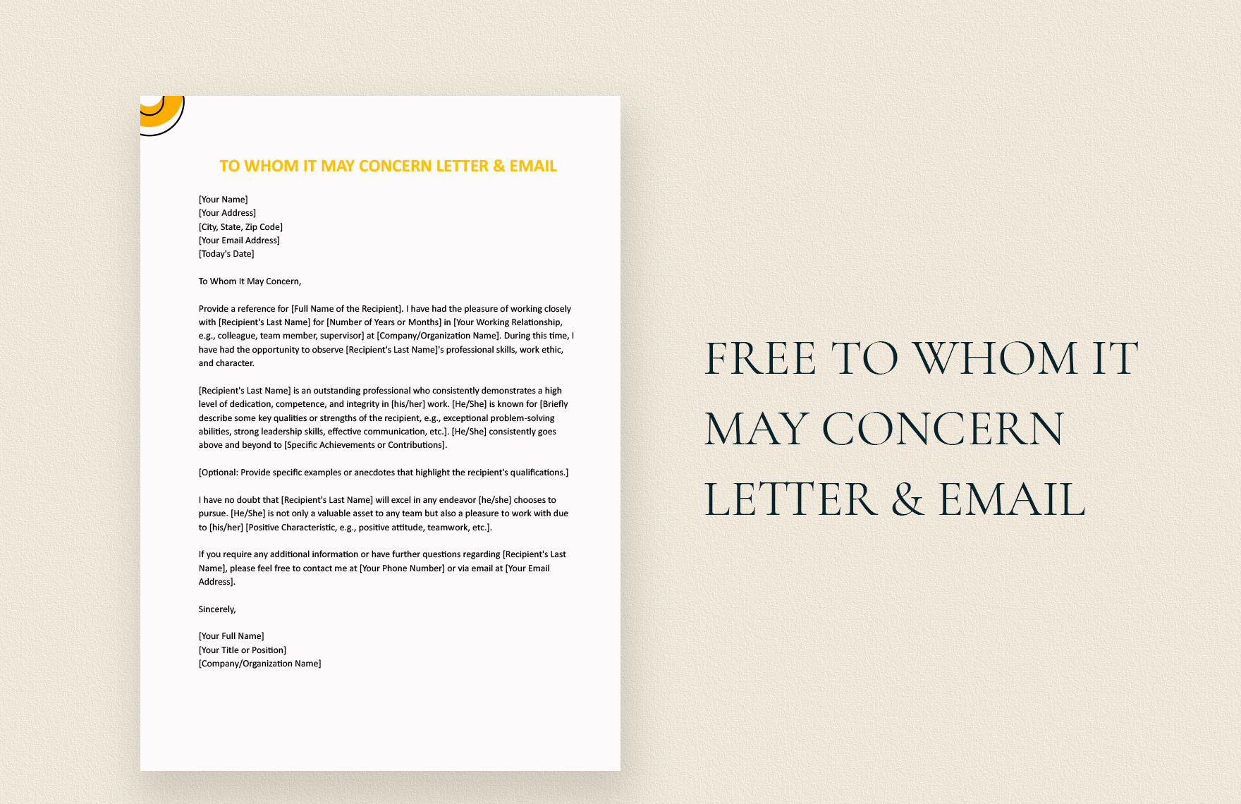 To Whom It May Concern Letter & Email