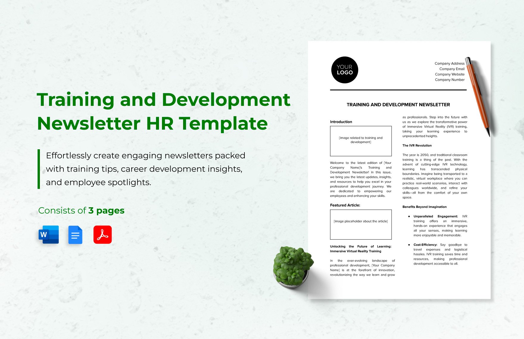 Training and Development Newsletter HR Template in Word, Google Docs, PDF