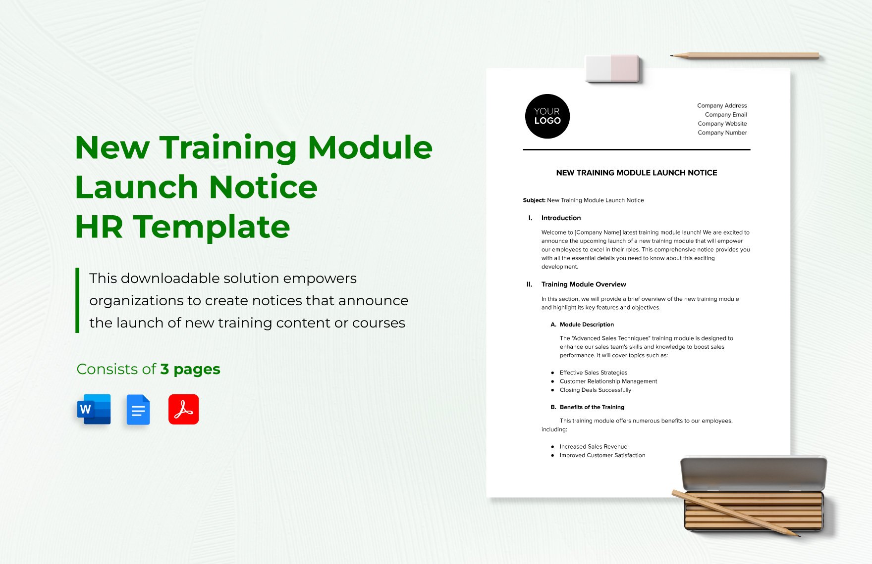 New Training Module Launch Notice HR Template in Word, Google Docs, PDF