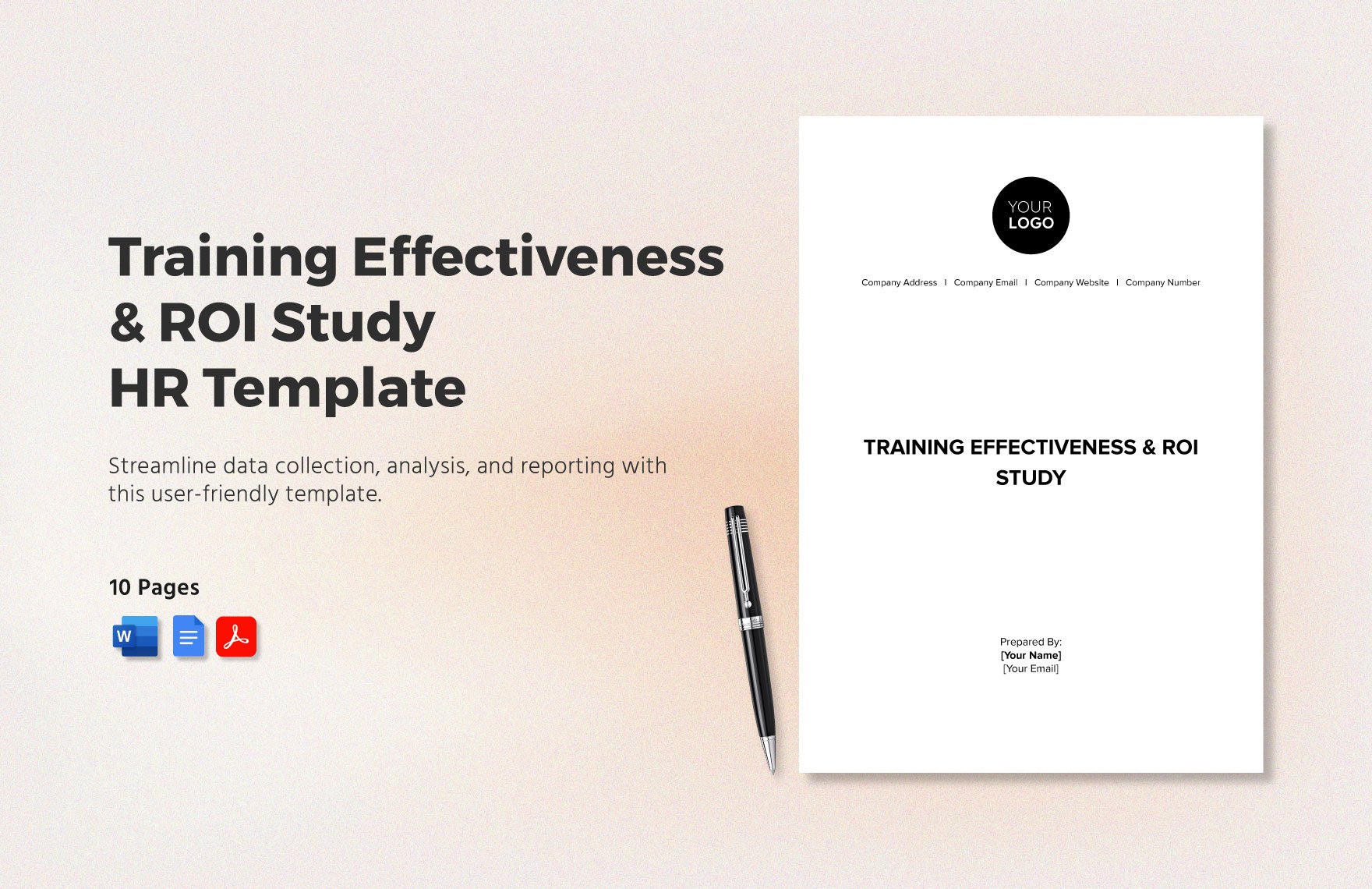 Training Effectiveness & ROI Study HR Template in Word, Google Docs, PDF