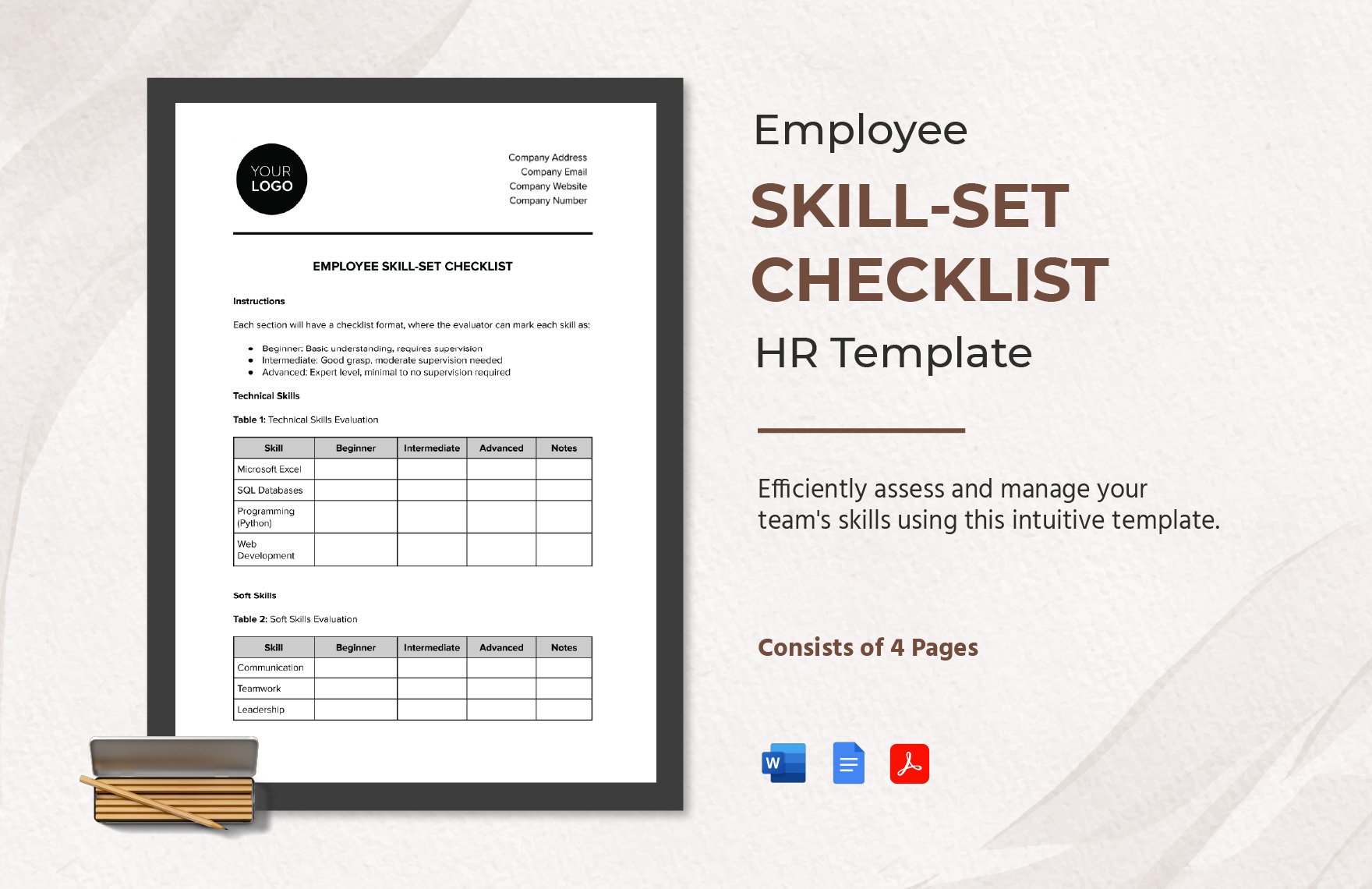 Employee Skill-set Checklist HR Template