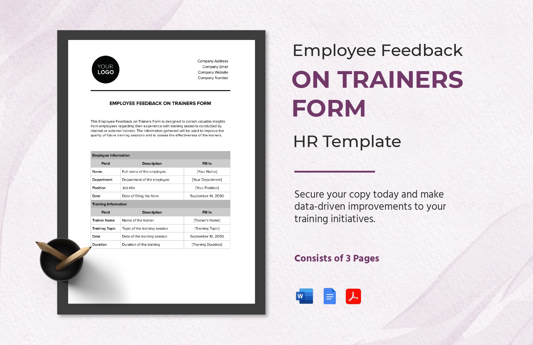 Employee Feedback on Trainers Form HR Template