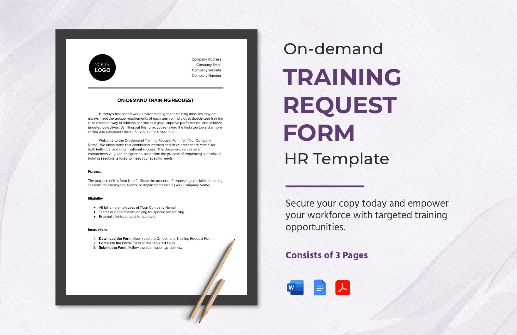On-demand Training Request Form HR Template in Word, Google Docs, PDF