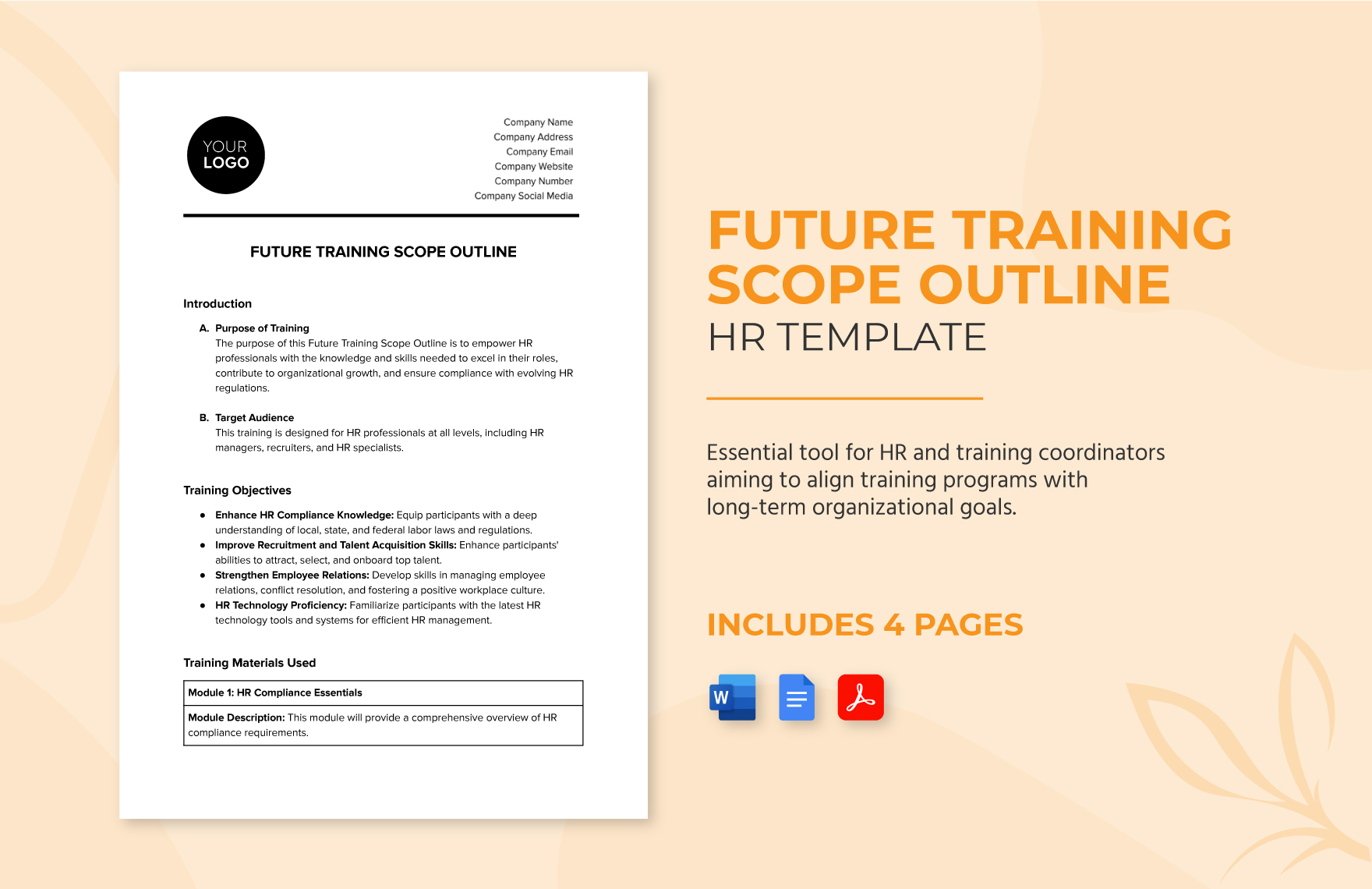 Future Training Scope Outline HR Template in Word, Google Docs, PDF