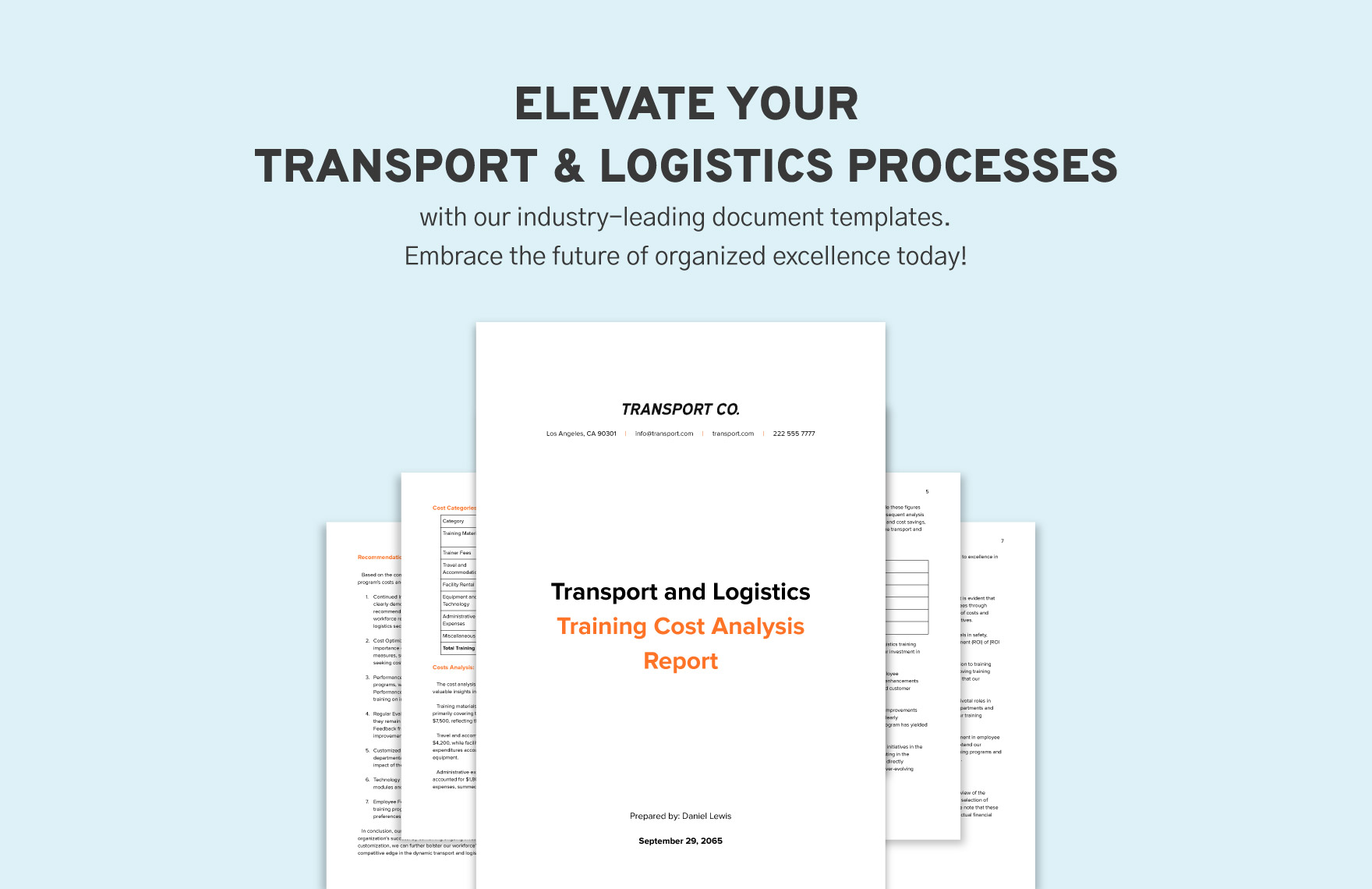 Transport and Logistics Training Cost Analysis Report Template