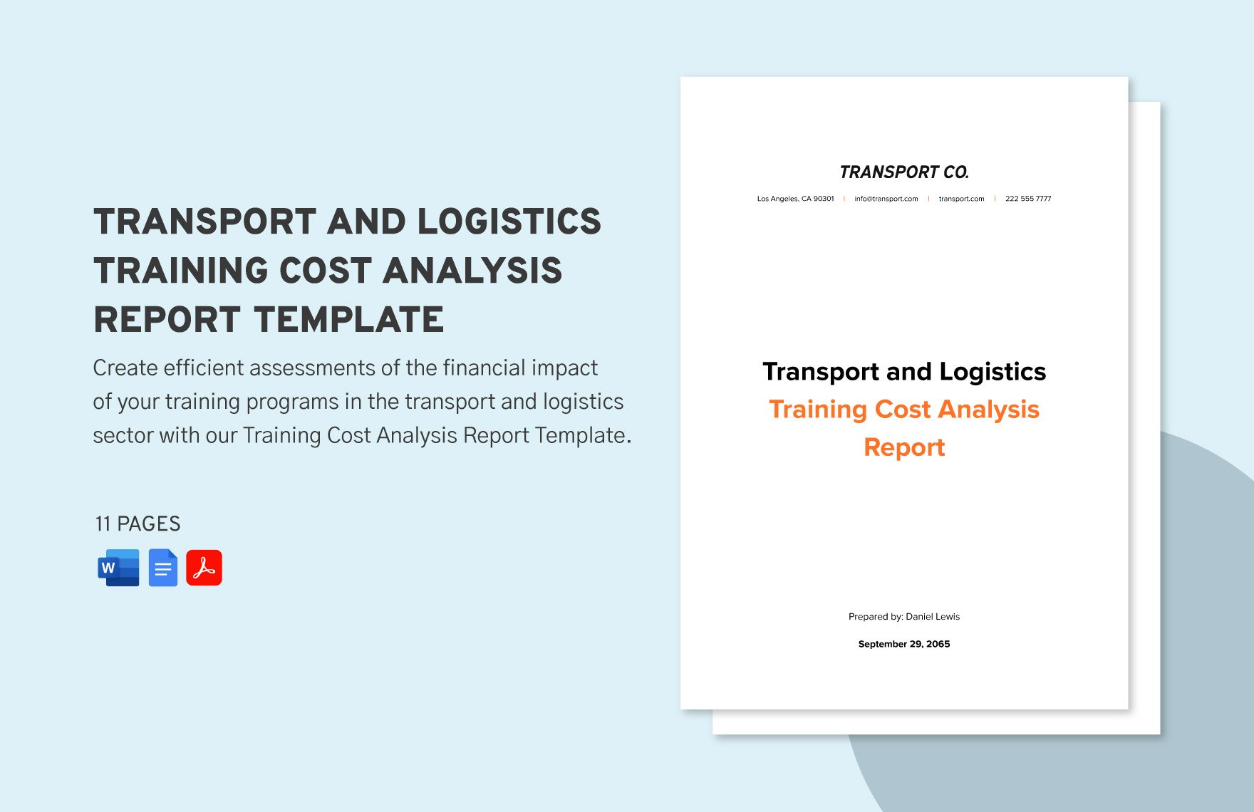 Transport and Logistics Training Cost Analysis Report Template