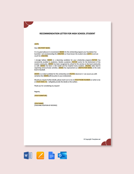 FREE Recommendation Letter for Student Scholarship ...