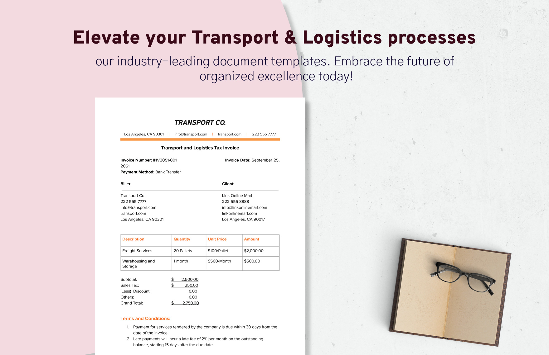 Transport and Logistics Tax Invoice Template